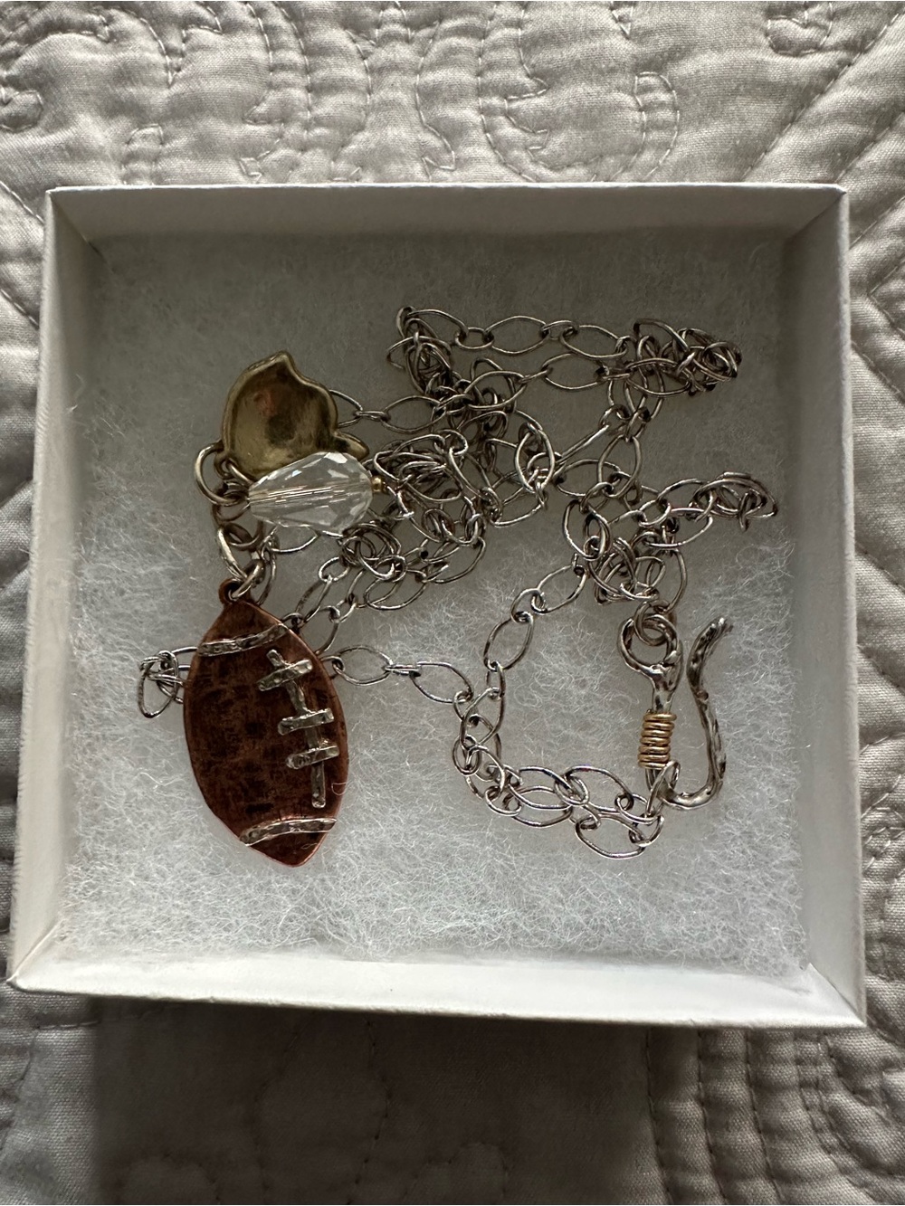 Football Silver Chain Necklace with Pendant